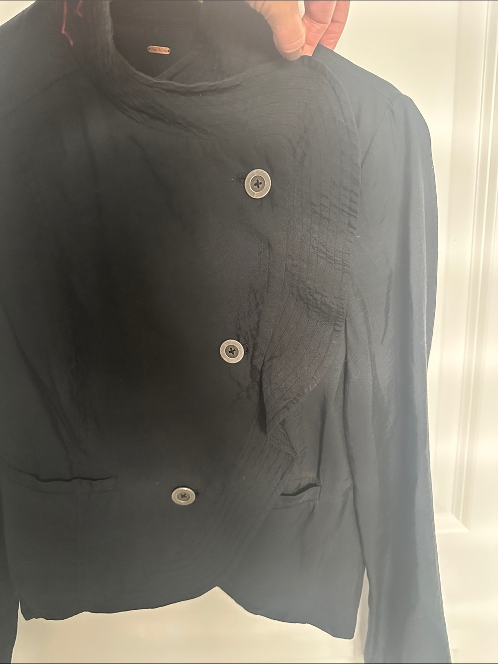 Free People Black Ruffle-Front Blazer - Picture 6 of 11